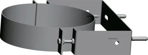 Wandhalterung aus Edelstahl mit runder Halterung und verstellbarem Montageprofil, geeignet für verschiedene Anwendungen. Produkt von Wolf.